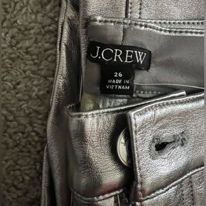 J.CREW Full-Length Demi-Boot Pant in Metallic Faux Leather Size 26 NWT